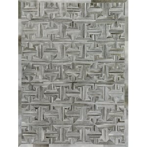 Natural Hide Hand-Tufted Leather Hide Gray 5'x8' Area Rug