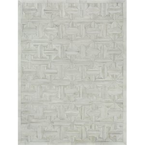 Natural Hide Hand-Tufted Leather Hide Ivory 5'x8' Area Rug