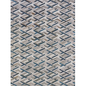 Natural Hide Hand-Tufted Leather Hide Silver/Blue 9'6&quotx13'6&quot Area Rug