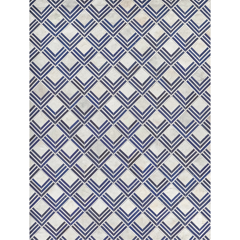 Natural Hide Hand-Tufted Leather Hide Navy/Multi 5'x8' Area Rug