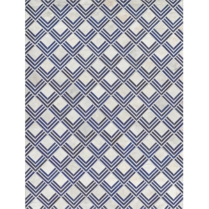 Natural Hide Hand-Tufted Leather Hide Navy/Multi 5'x8' Area Rug