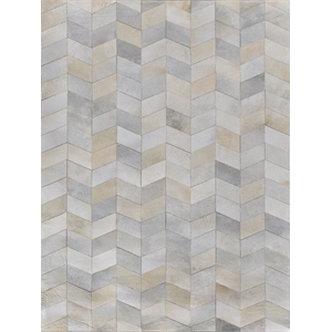 Natural Hide Hand-Tufted Leather Hide Ivory/Silver/Multi 9'6&quotx13'6&quot Area Rug