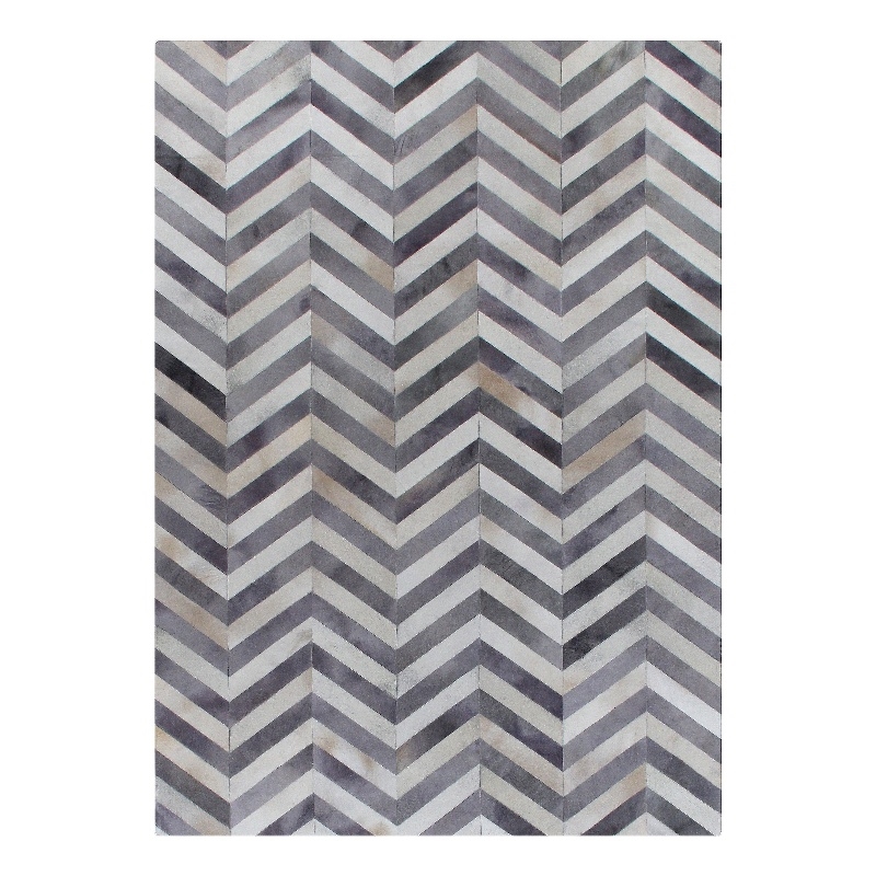 Natural Hide Hand-Tufted Leather Hide Gray/Ivory 5'x8' Area Rug