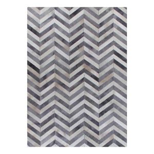 Natural Hide Hand-Tufted Leather Hide Gray/Ivory 5'x8' Area Rug