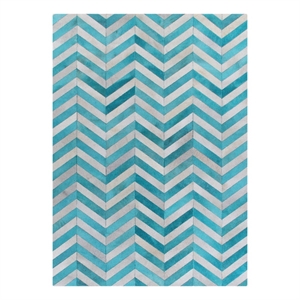 Natural Hide Hand-Tufted Leather Hide Turquoise 8'x11' Area Rug