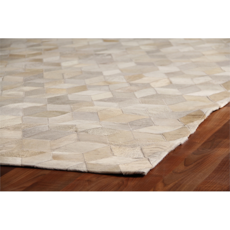 Natural Hide Hand-Tufted Leather Hide Ivory 8'x10' Area Rug