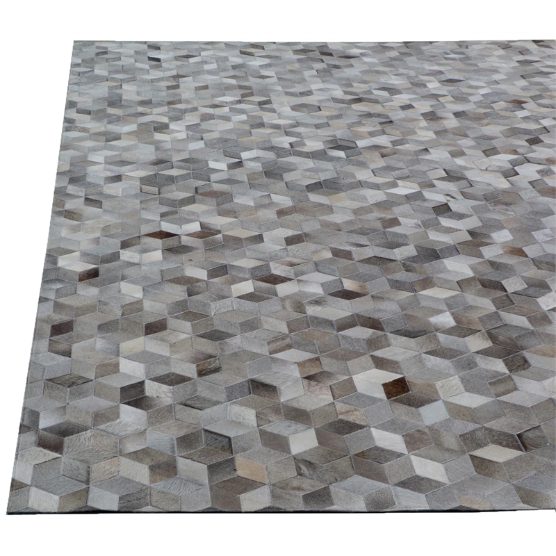 Natural Hide Hand-Tufted Leather Hide Silver 8'x10' Area Rug