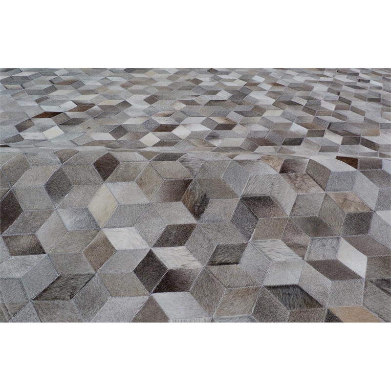 Natural Hide Hand-Tufted Leather Hide Silver 8'x10' Area Rug