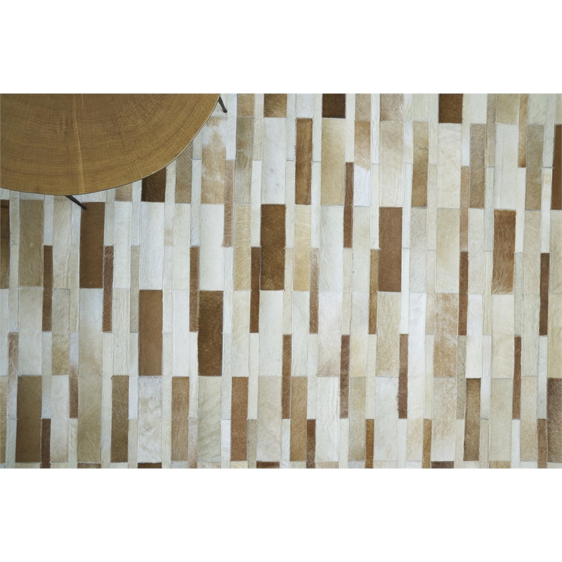 Natural Hide Hand-Tufted Leather Hide Silver 8'x10' Area Rug