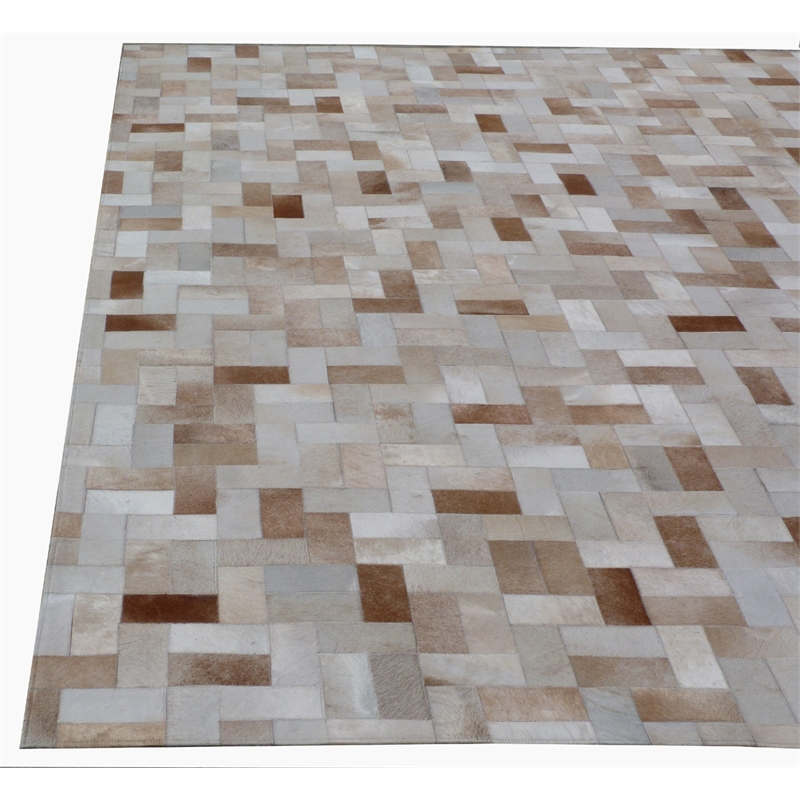 Natural Hide Hand-Tufted Leather Hide Ivory 13'6