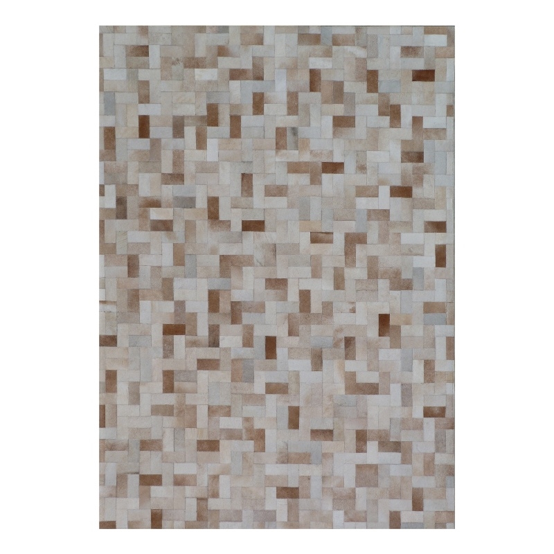 Natural Hide Hand-Tufted Leather Hide Ivory 13'6