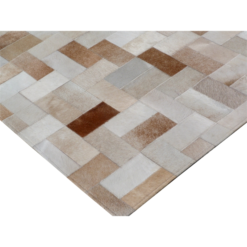 Natural Hide Hand-Tufted Leather Hide Ivory 8'x11' Area Rug