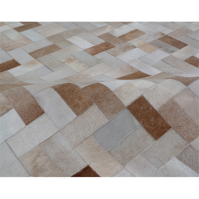 Natural Hide Hand-Tufted Leather Hide Ivory 8'x11' Area Rug