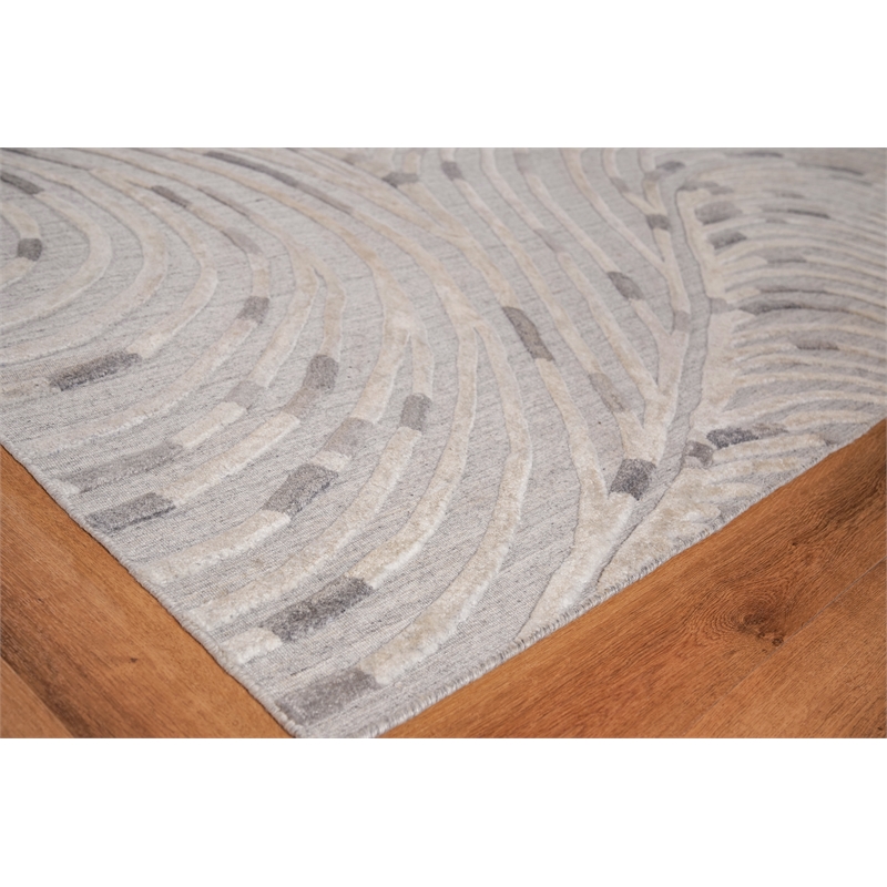Overture Handloomed Wool/Bamboo Silk Silver/Gray 8'x10' Area Rug