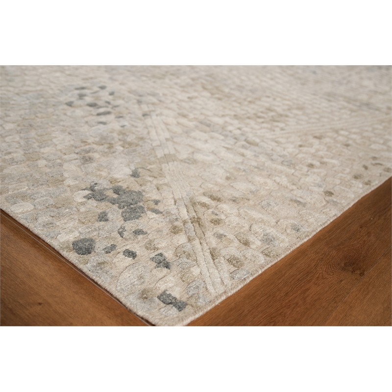 Overture Handloomed Wool/Bamboo Silk Beige 10'x14' Area Rug