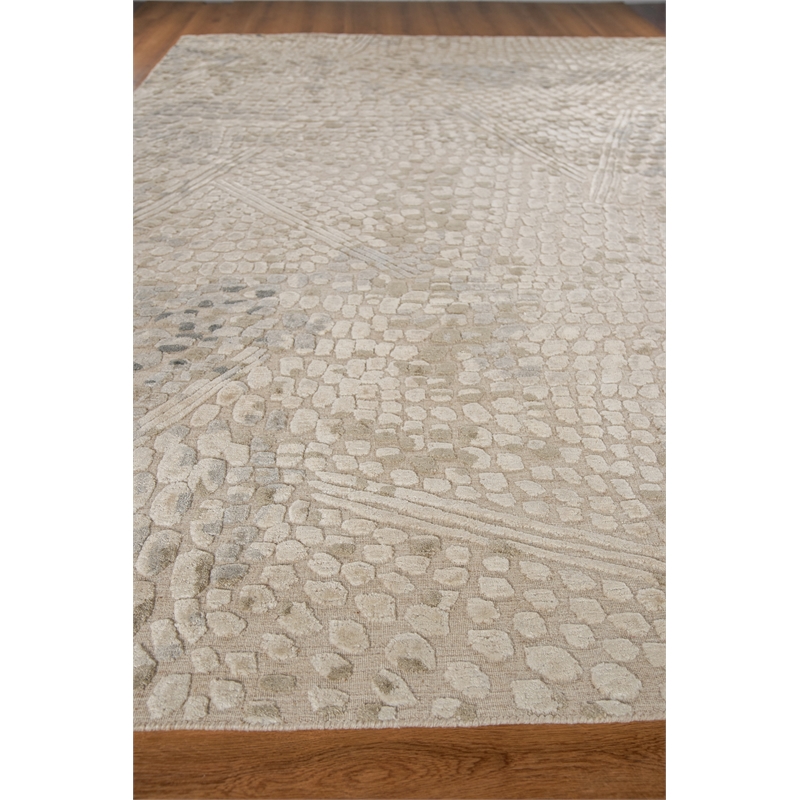 Overture Handloomed Wool/Bamboo Silk Beige 12'x15' Area Rug