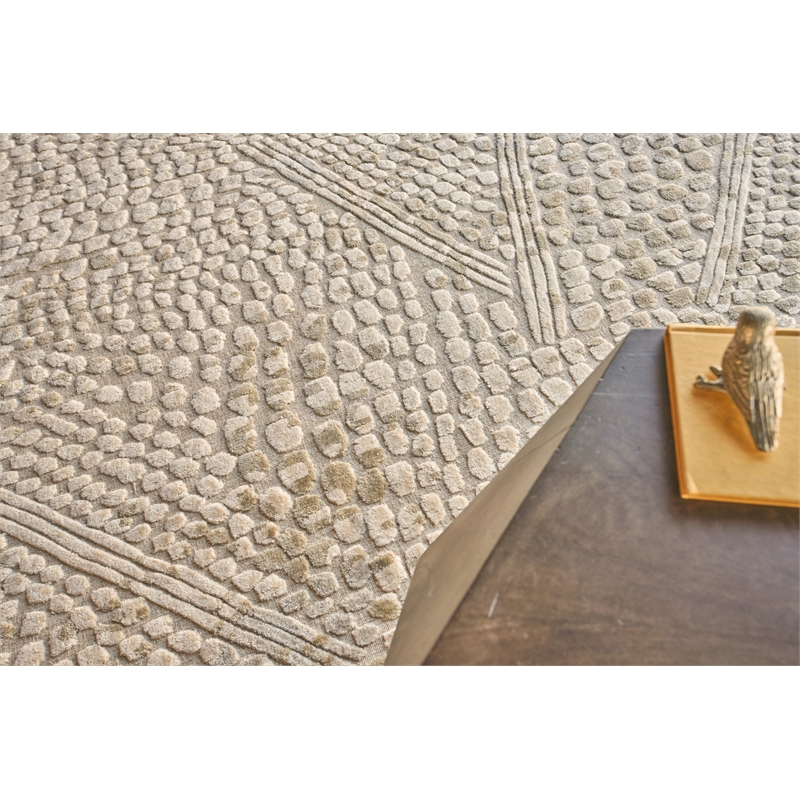 Overture Handloomed Wool/Bamboo Silk Beige 12'x15' Area Rug