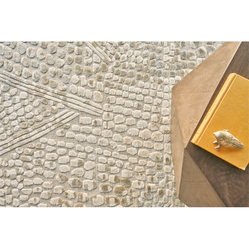 Overture Handloomed Wool/Bamboo Silk Beige 9'x12' Area Rug