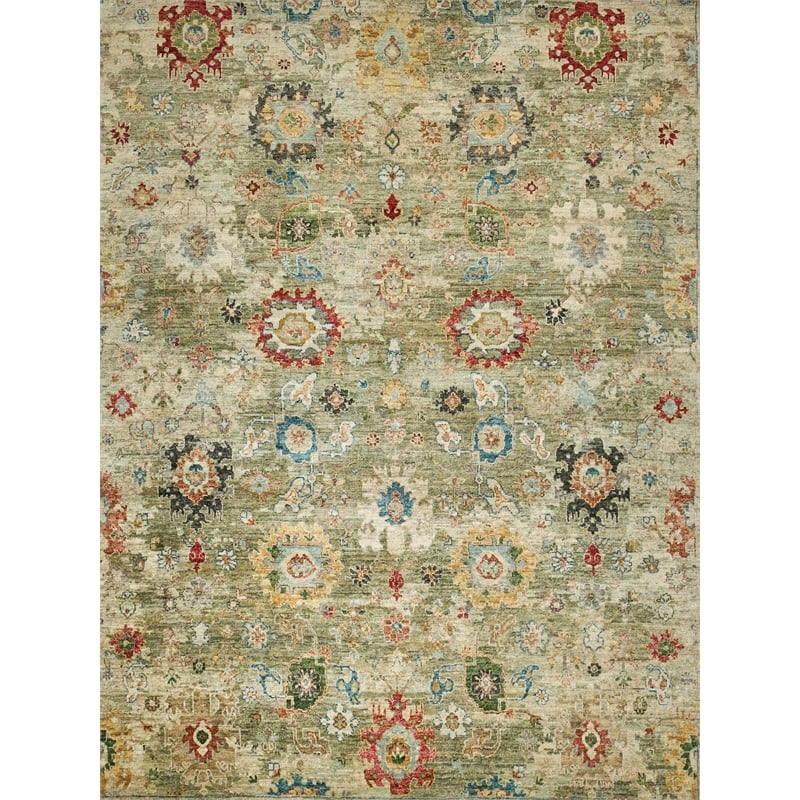 Oxford Hand-Knotted Ghazni Wool Light Green 9'x12' Area Rug