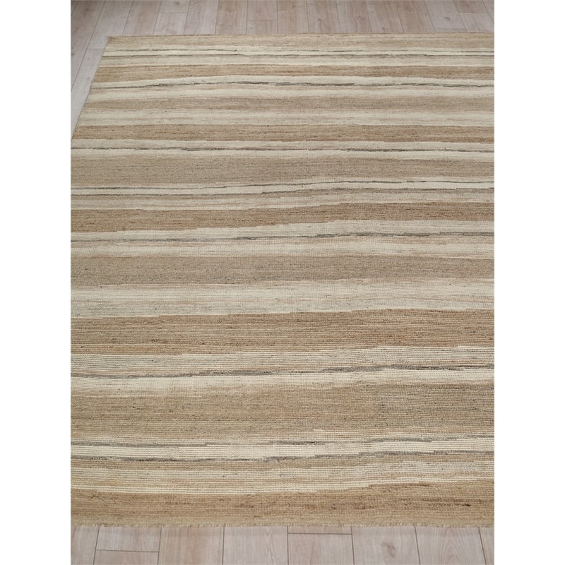 Oslo Hand-Knotted Ghazni Wool Ivory/Brown 9'x12' Area Rug
