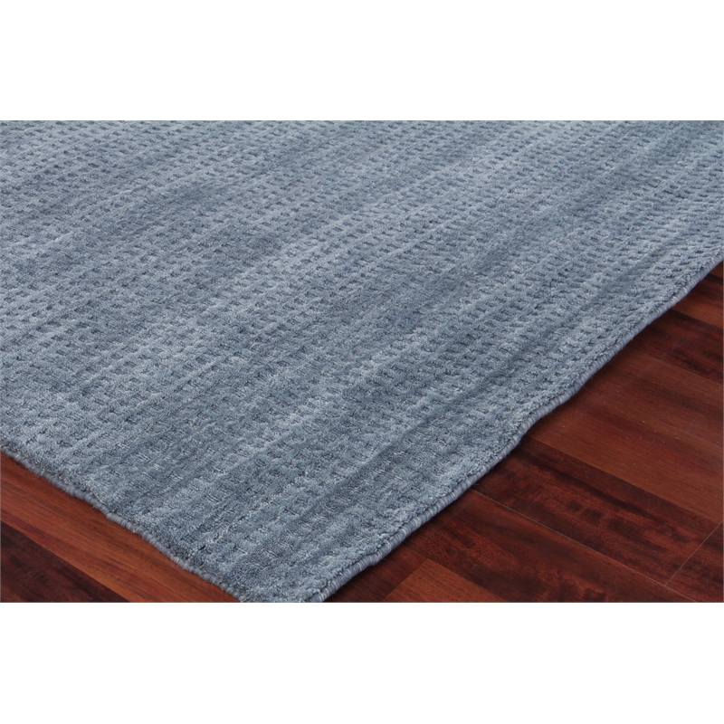 New Zealand Wool Handloomed New Zealand Wool Denim Blue 12'x15' Area Rug