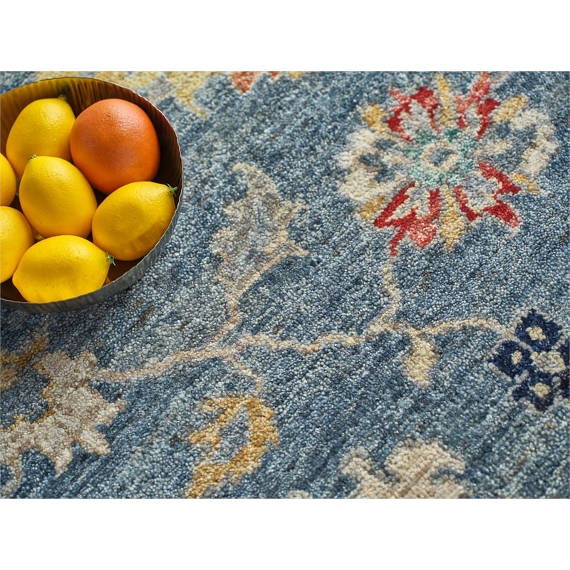 Oxford Hand-Knotted Ghazni Wool Blue 10'x14' Area Rug