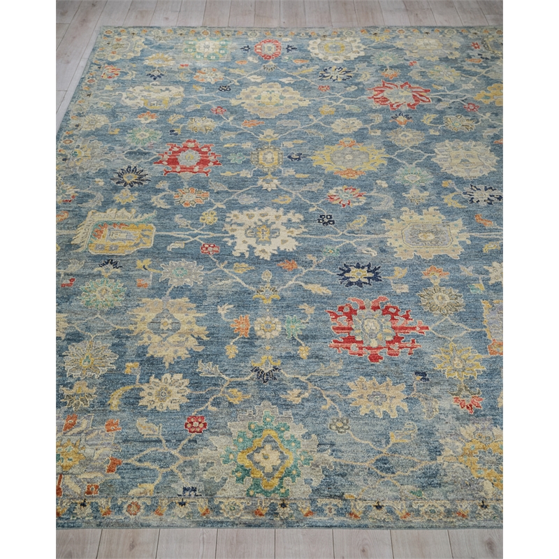 Oxford Hand-Knotted Ghazni Wool Blue 14'x18' Area Rug