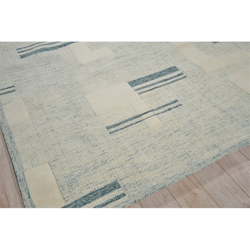Nicada Hand-Tufted New Zealand Wool Blue/Ivory 4'x6' Area Rug