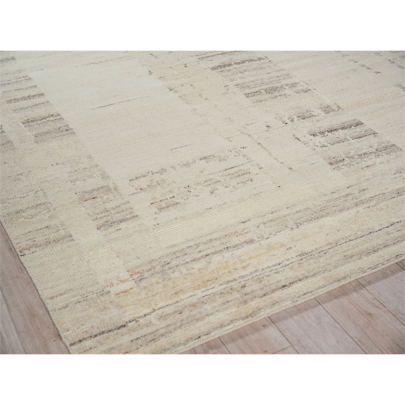 Oslo Hand-Knotted Ghazni Wool Silver/Ivory 9'x12' Area Rug