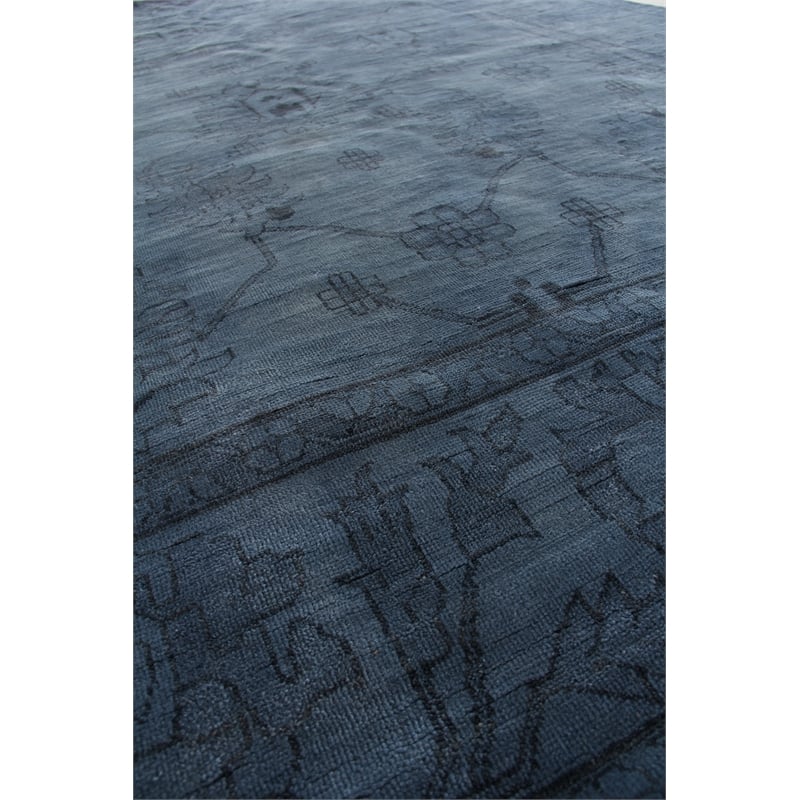 Overdye Hand-Knotted New Zealand Wool Navy 10'x14' Area Rug