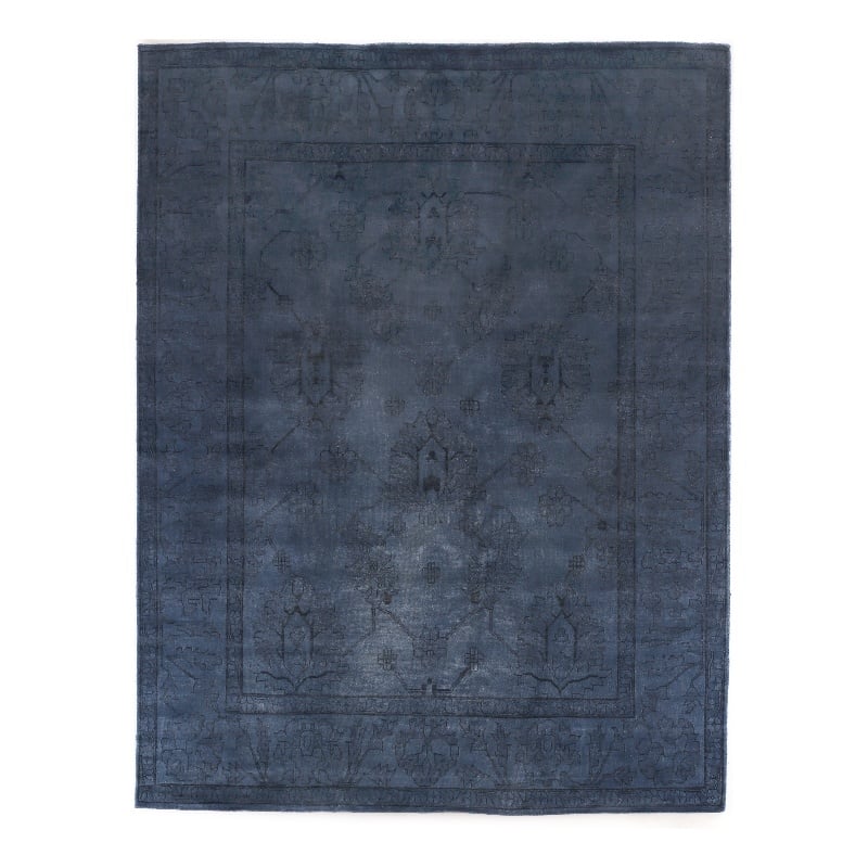 Overdye Hand-Knotted New Zealand Wool Navy 10'x14' Area Rug
