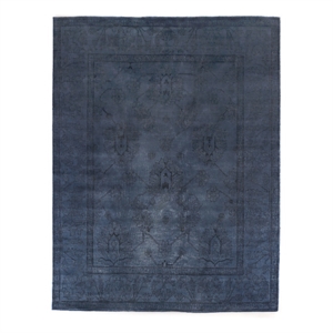 Overdye Hand-Knotted New Zealand Wool Navy 10'x14' Area Rug