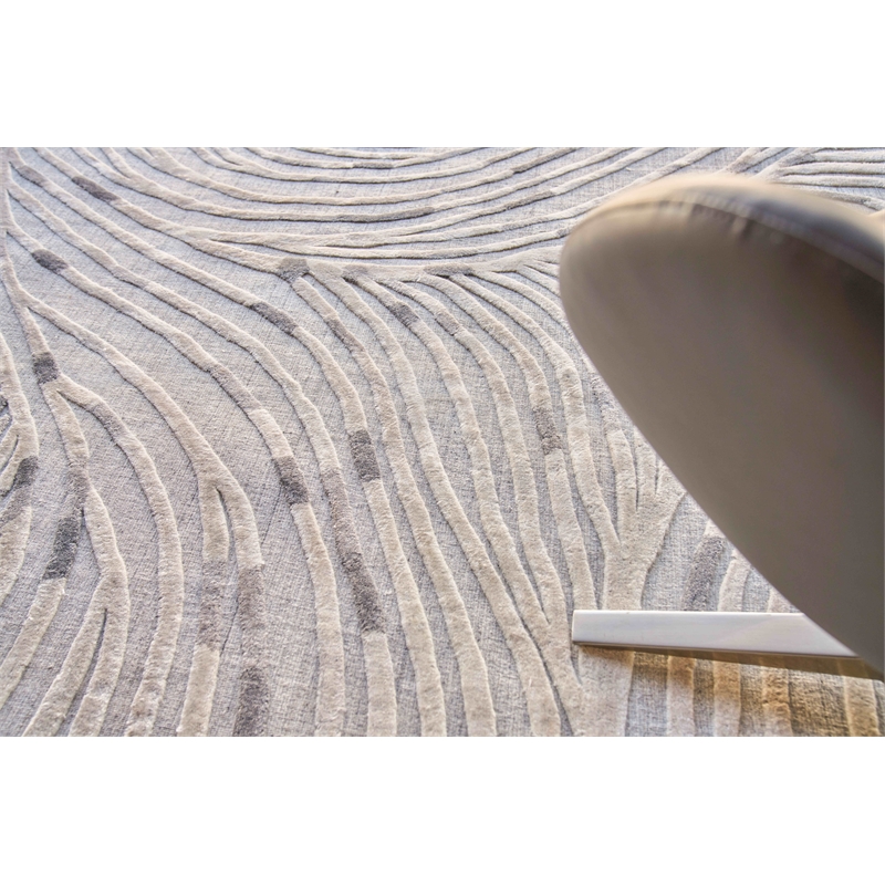 Overture Handloomed Wool/Bamboo Silk Silver/Gray 10'x14' Area Rug