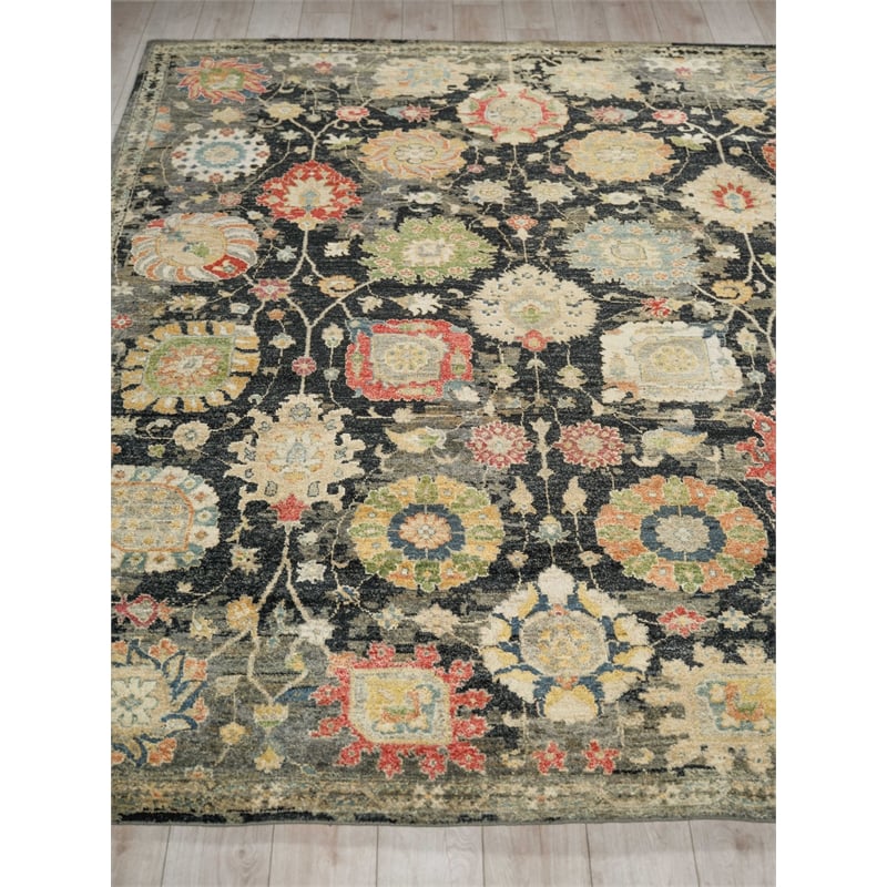 Oxford Hand-Knotted Ghazni Wool Black 9'x12' Area Rug