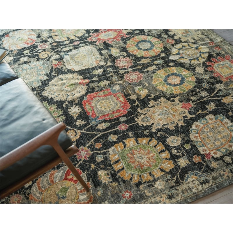 Oxford Hand-Knotted Ghazni Wool Black 9'x12' Area Rug