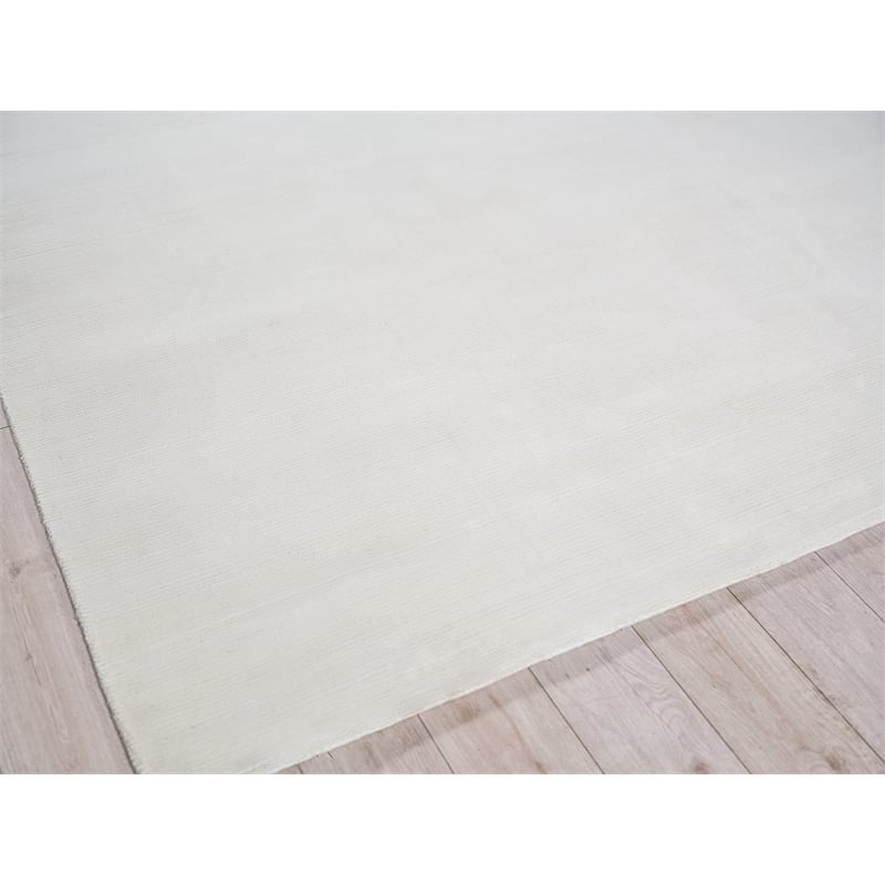 Pavia Modern Handloomed Silky Nylon White 10'x14' Area Rug