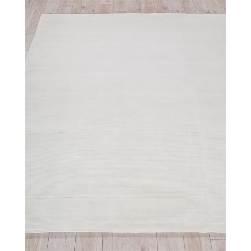 Pavia Modern Handloomed Silky Nylon White 12'x15' Area Rug