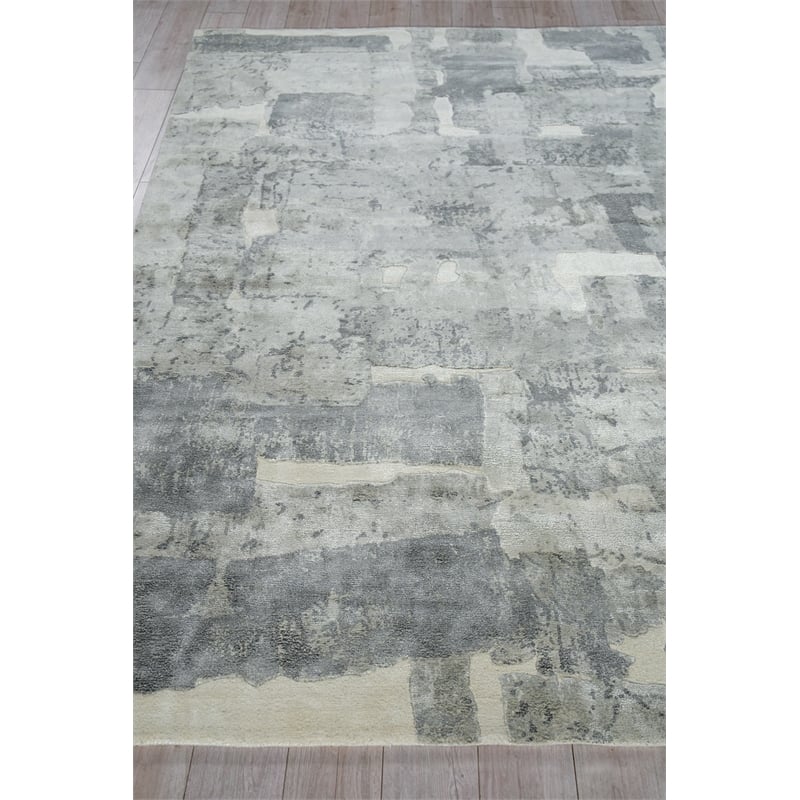 Papyrus Handloomed Wool/Bamboo Silk Gray 10'x14' Area Rug