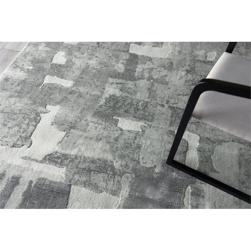 Papyrus Handloomed Wool/Bamboo Silk Gray 6'x9' Area Rug