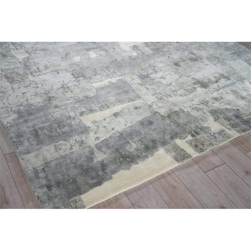 Papyrus Handloomed Wool/Bamboo Silk Gray 8'x10' Area Rug