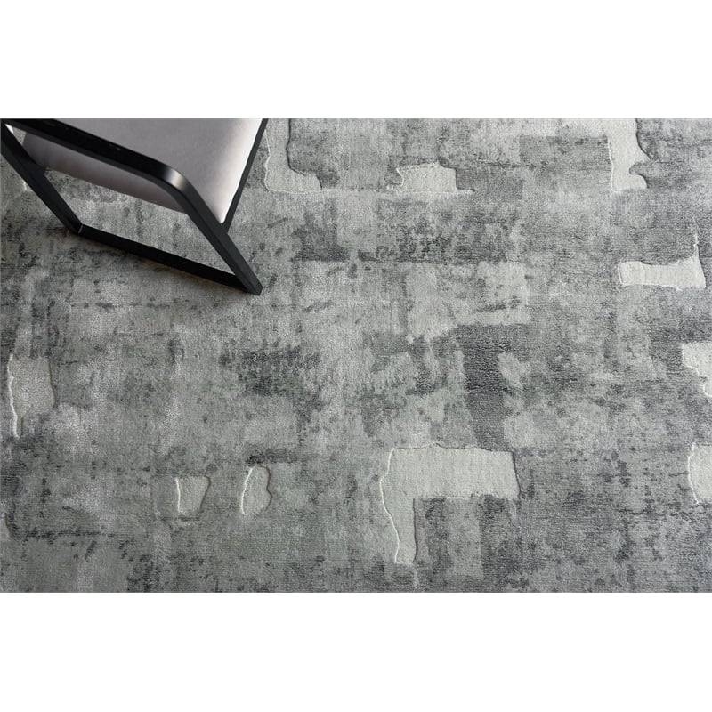 Papyrus Handloomed Wool/Bamboo Silk Gray 8'x10' Area Rug