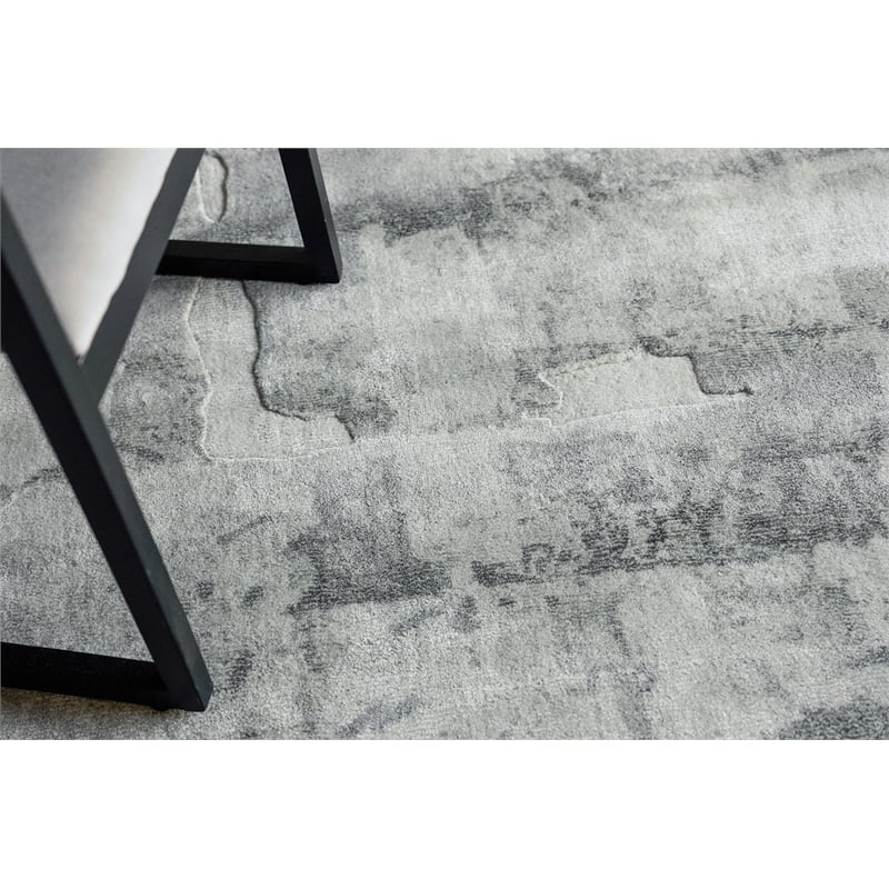 Papyrus Handloomed Wool/Bamboo Silk Gray 8'x10' Area Rug