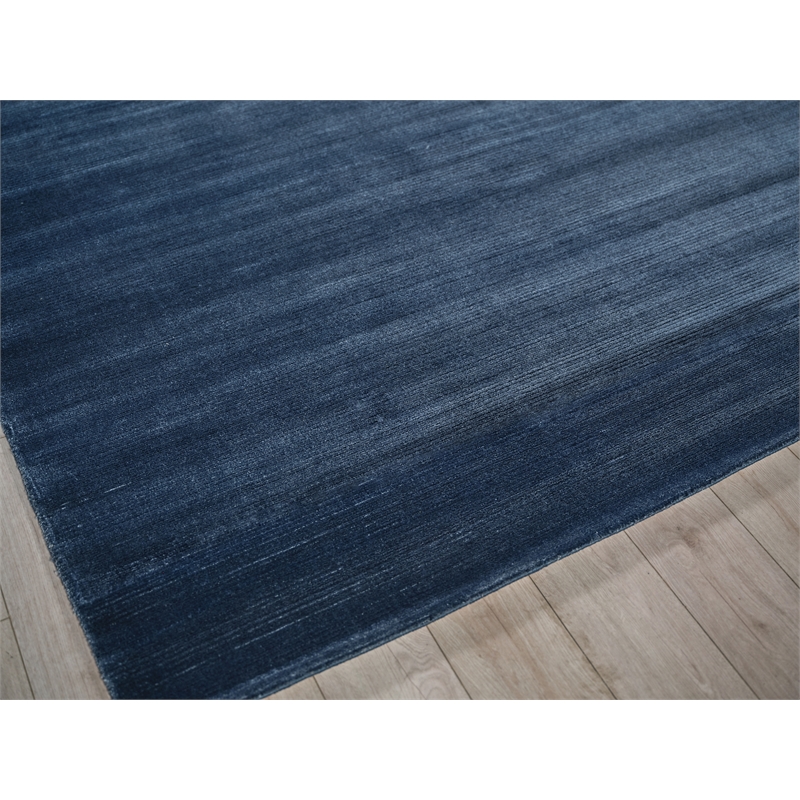 Pavia Modern Handloomed Silky Nylon Navy 2'x3' Area Rug