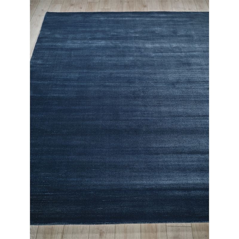 Pavia Modern Handloomed Silky Nylon Navy 2'x3' Area Rug