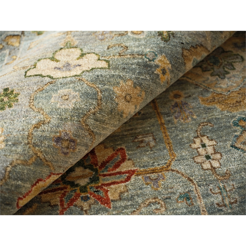 Oxford Hand-Knotted Ghazni Wool Light Blue 6'x9' Area Rug