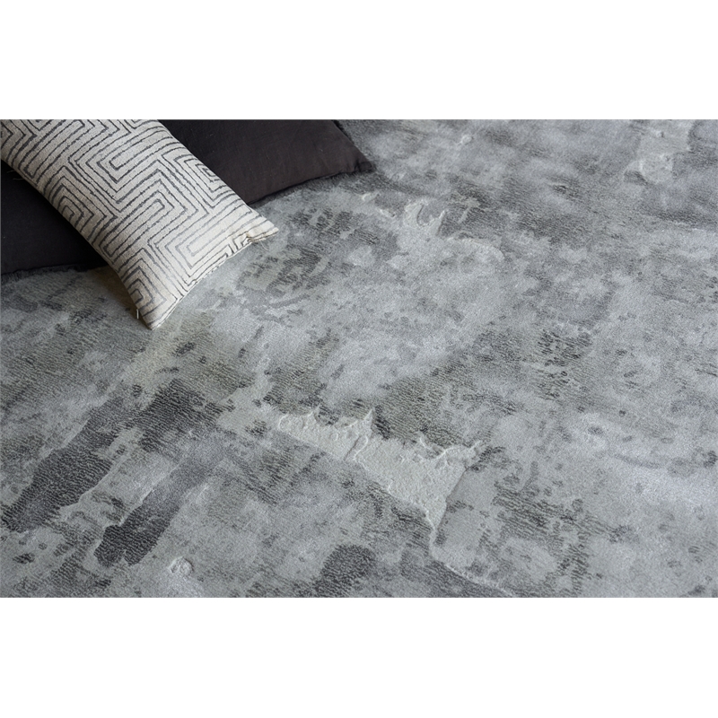 Papyrus Handloomed Wool/Bamboo Silk Gray 10'x14' Area Rug