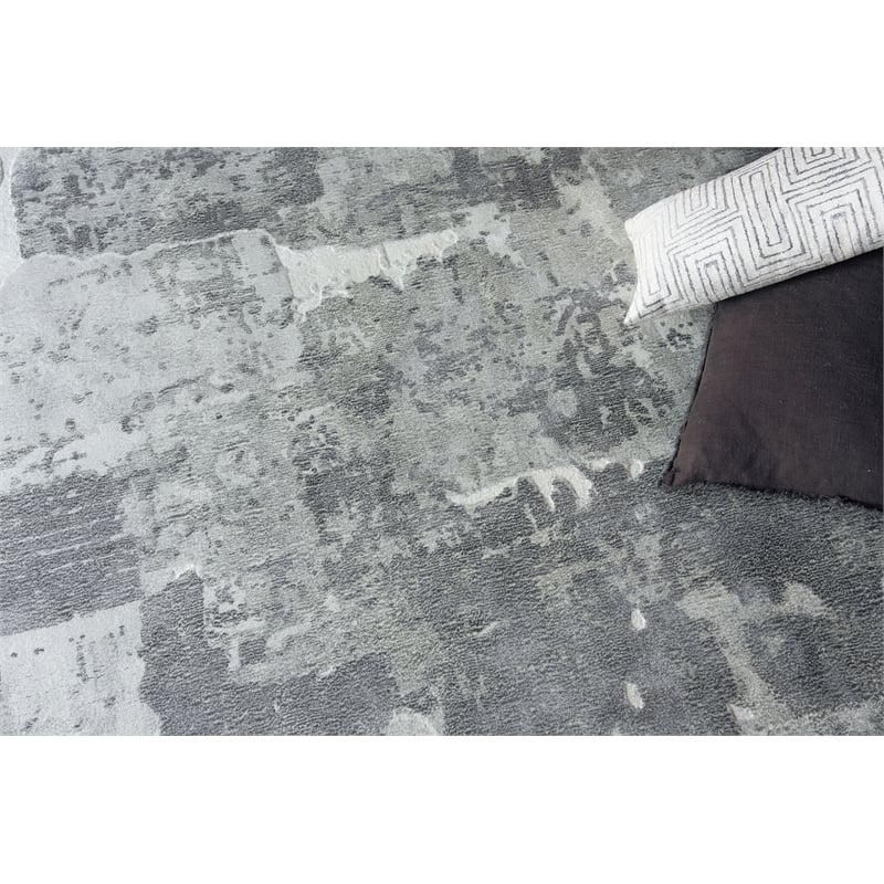 Papyrus Handloomed Wool/Bamboo Silk Gray 4'x6' Area Rug