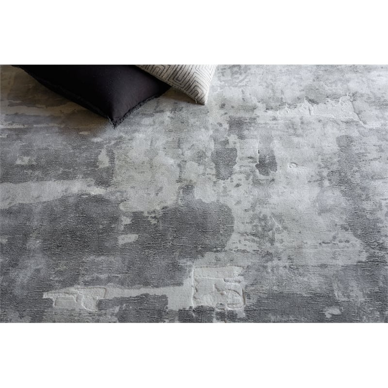 Papyrus Handloomed Wool/Bamboo Silk Gray 6'x9' Area Rug