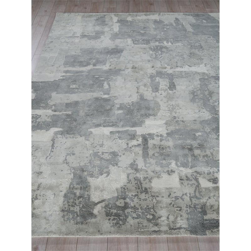 Papyrus Handloomed Wool/Bamboo Silk Gray 8'x10' Area Rug
