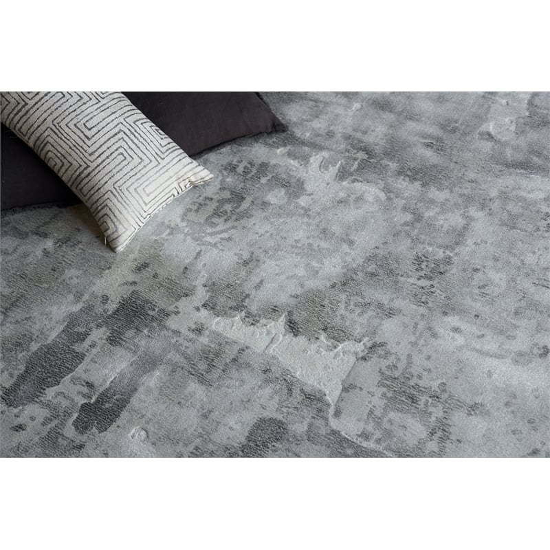 Papyrus Handloomed Wool/Bamboo Silk Gray 8'x10' Area Rug